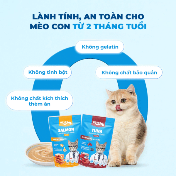 Pate Dạng Túi Cho Mèo MRVET 70G Vị Cá Ngừ Cá Hồi - Ảnh 7
