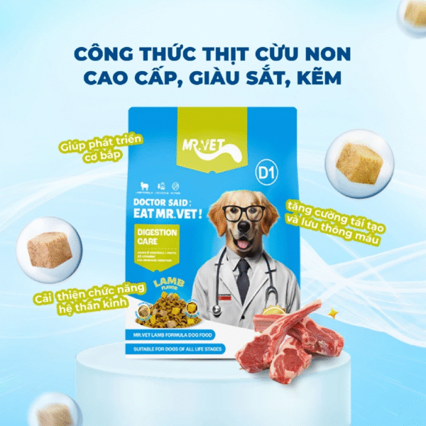 Hạt Chó MR.VET D1 Vị Cừu Non - Dinh Dưỡng Toàn Diện Cho Chó Mọi Lứa Tuổi - Ảnh 2