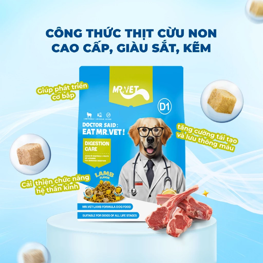 Hạt Chó MR.VET D1 Vị Cừu Non - Dinh Dưỡng Toàn Diện Cho Chó Mọi Lứa Tuổi - Ảnh 2